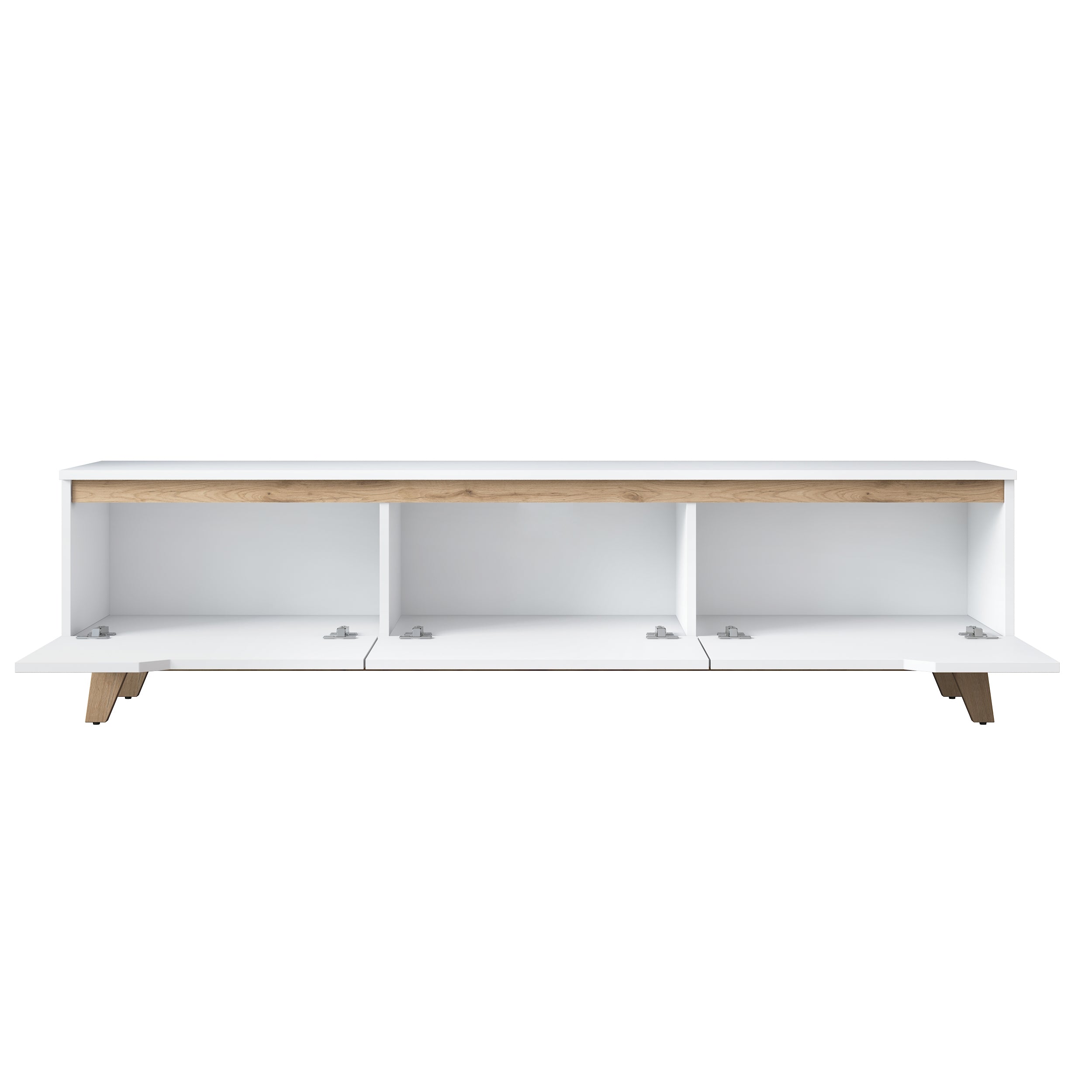 Rani D1 Tv Unit Modern Free Standing Tv Stand 180 cm White - Basket Walnut