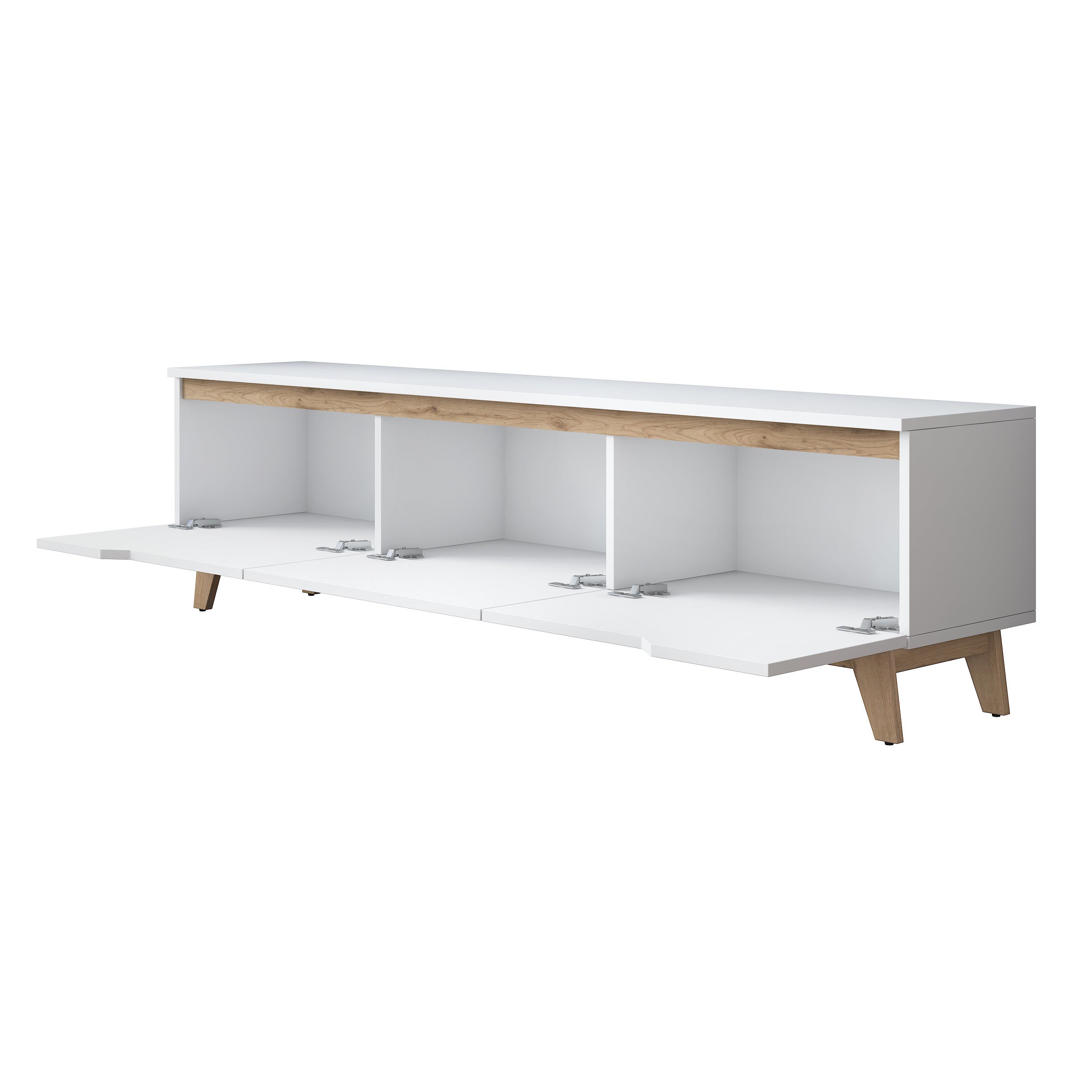 Rani D1 Tv Unit Modern Free Standing Tv Stand 180 cm White - Basket Walnut