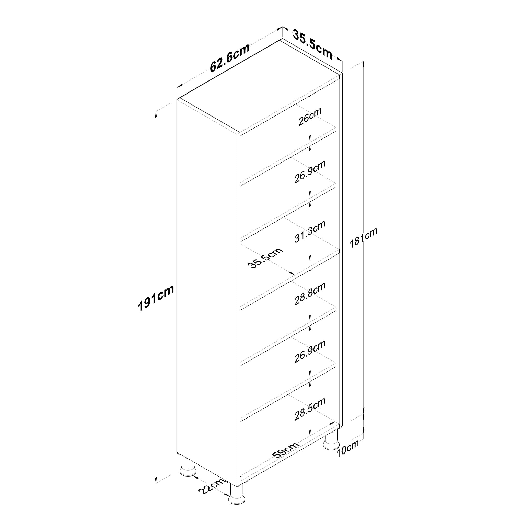 Rani F1 Multipurpose Cabinet 4 Doors 6 Shelves Bathroom Pantry Kitchen Cabinet White M4