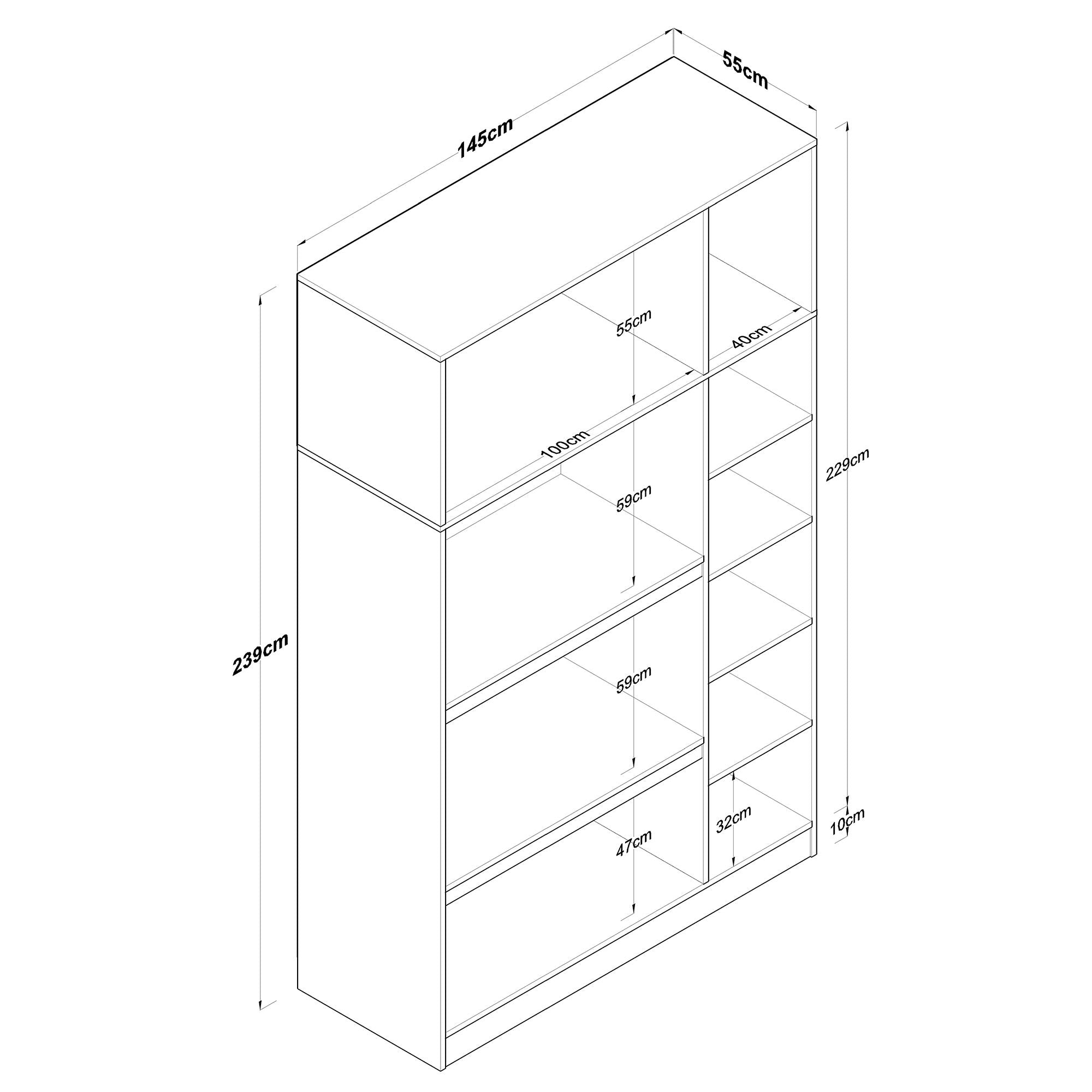 Rani BA104 Wardrobe 3 Doors 10 Shelves Bed Quilt Pillow Storage Cabinet White