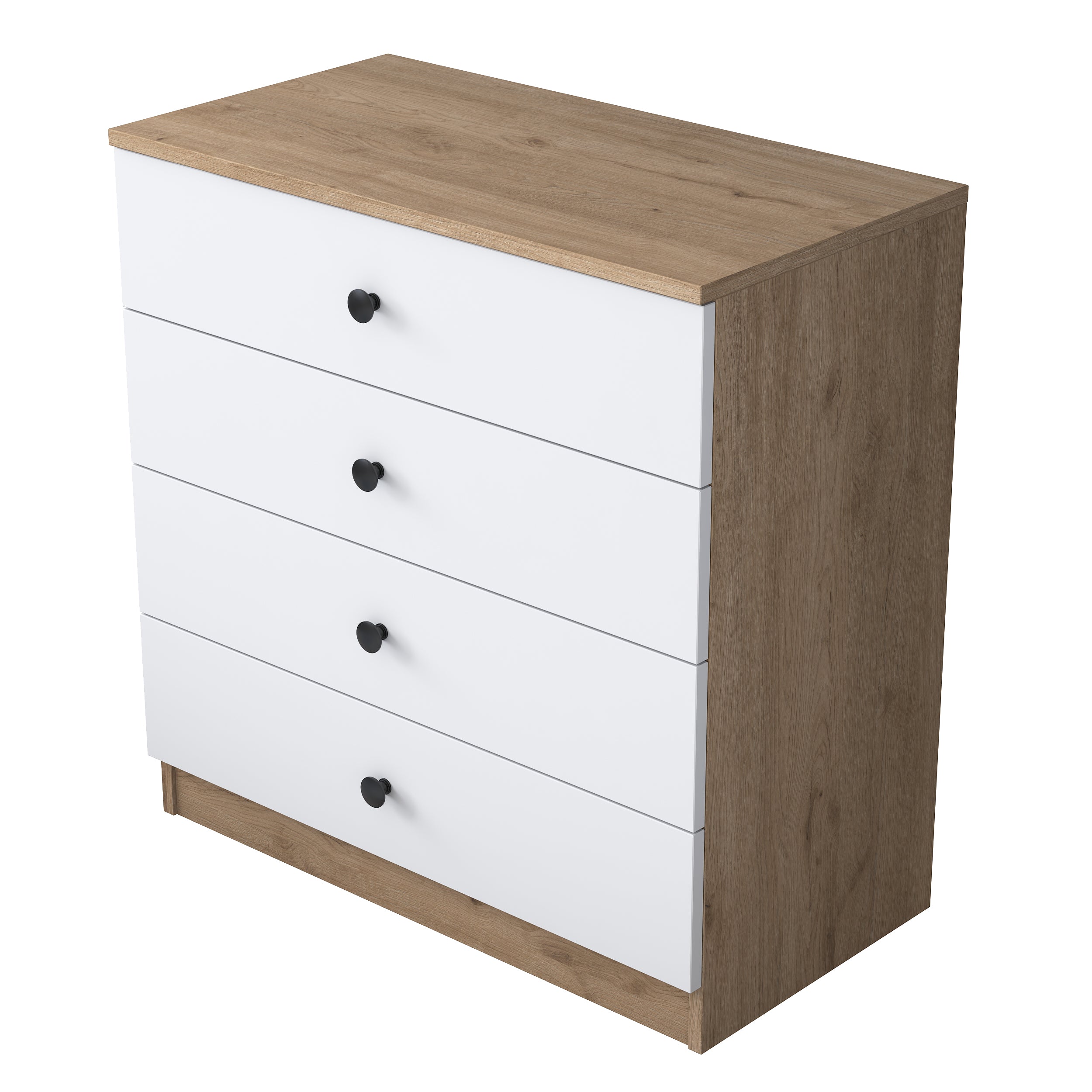 Rani BE104 Dresser 4 Drawers Bedroom Baby Room Basket Walnut - White