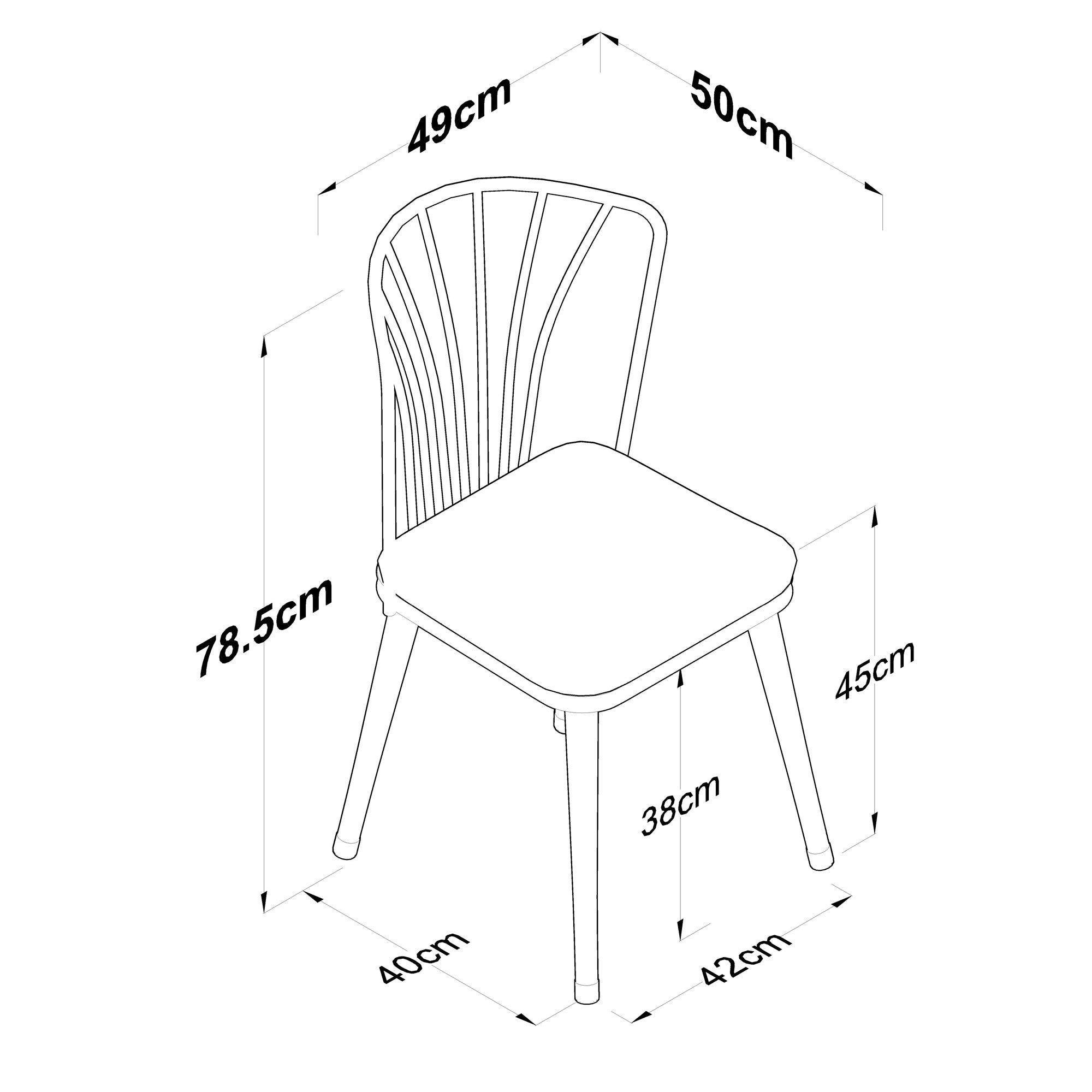 Rani JB104 Metal Chair 2-Set Kitchen Dining Chair Light Gray