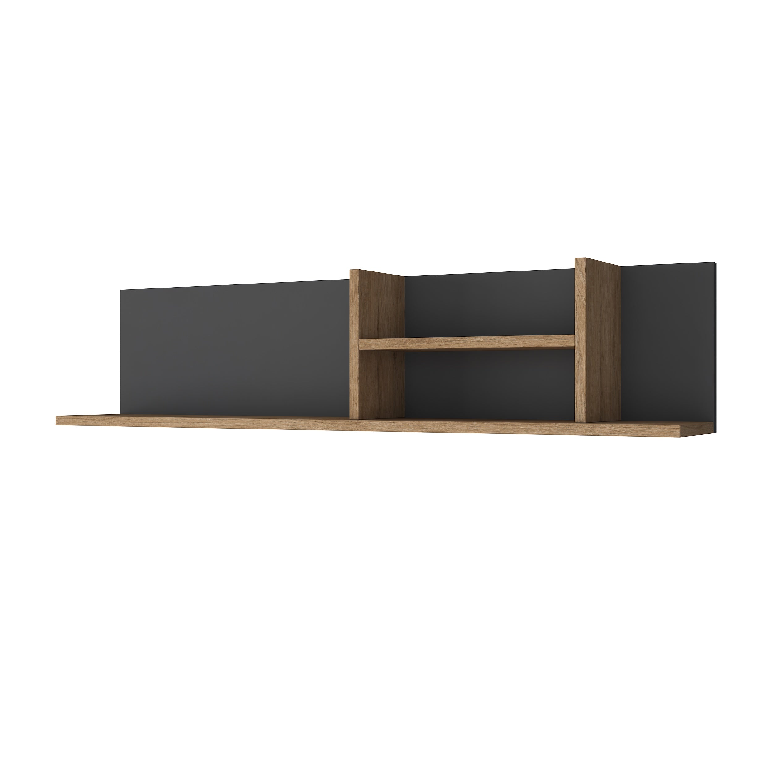 Rani HA116 Office Computer Desk with Bookshelf and Shelf Anthracite - Basket Walnut