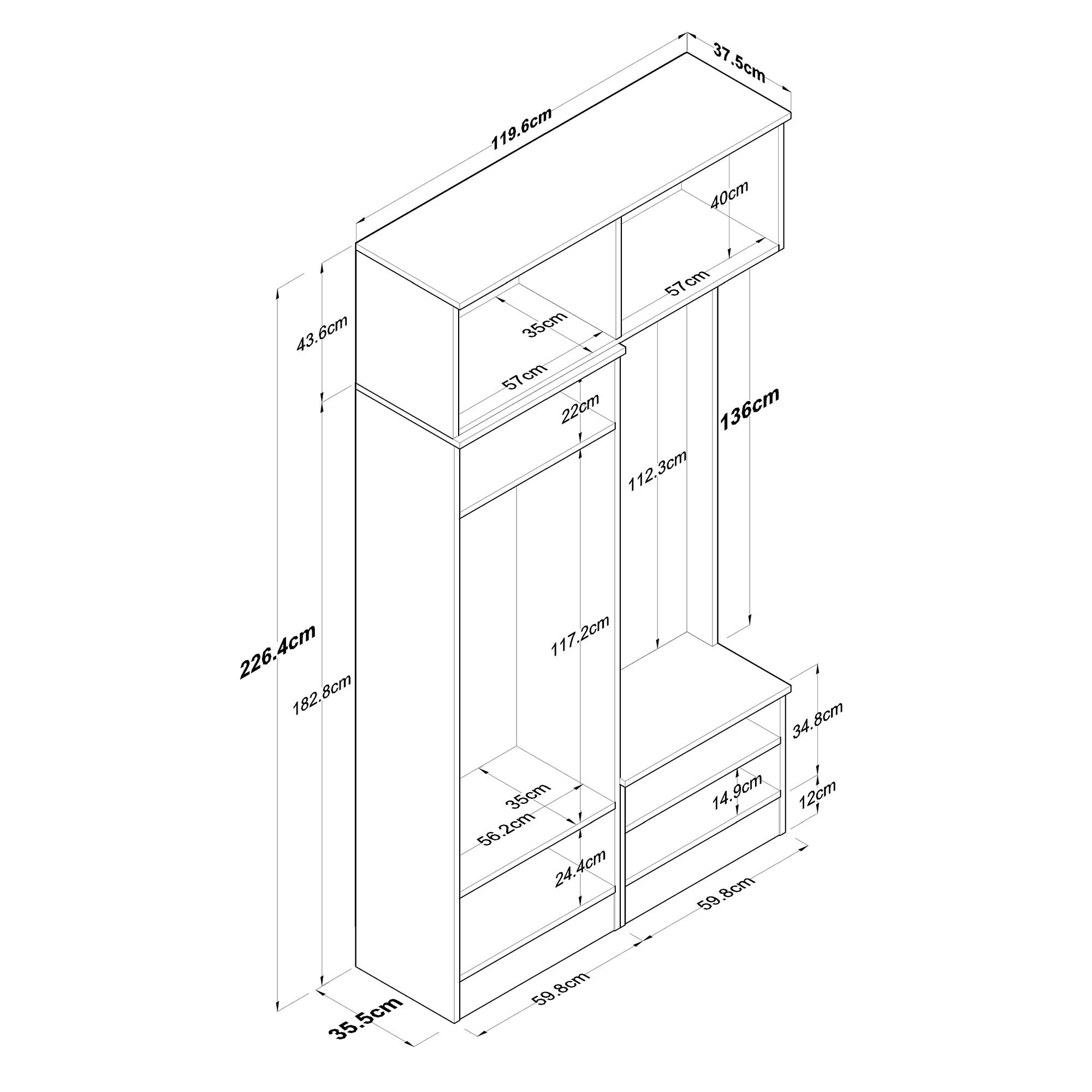 Rani EA145 Modern Portmanto Askılı Ayakkabılık Vestiyer Beyaz