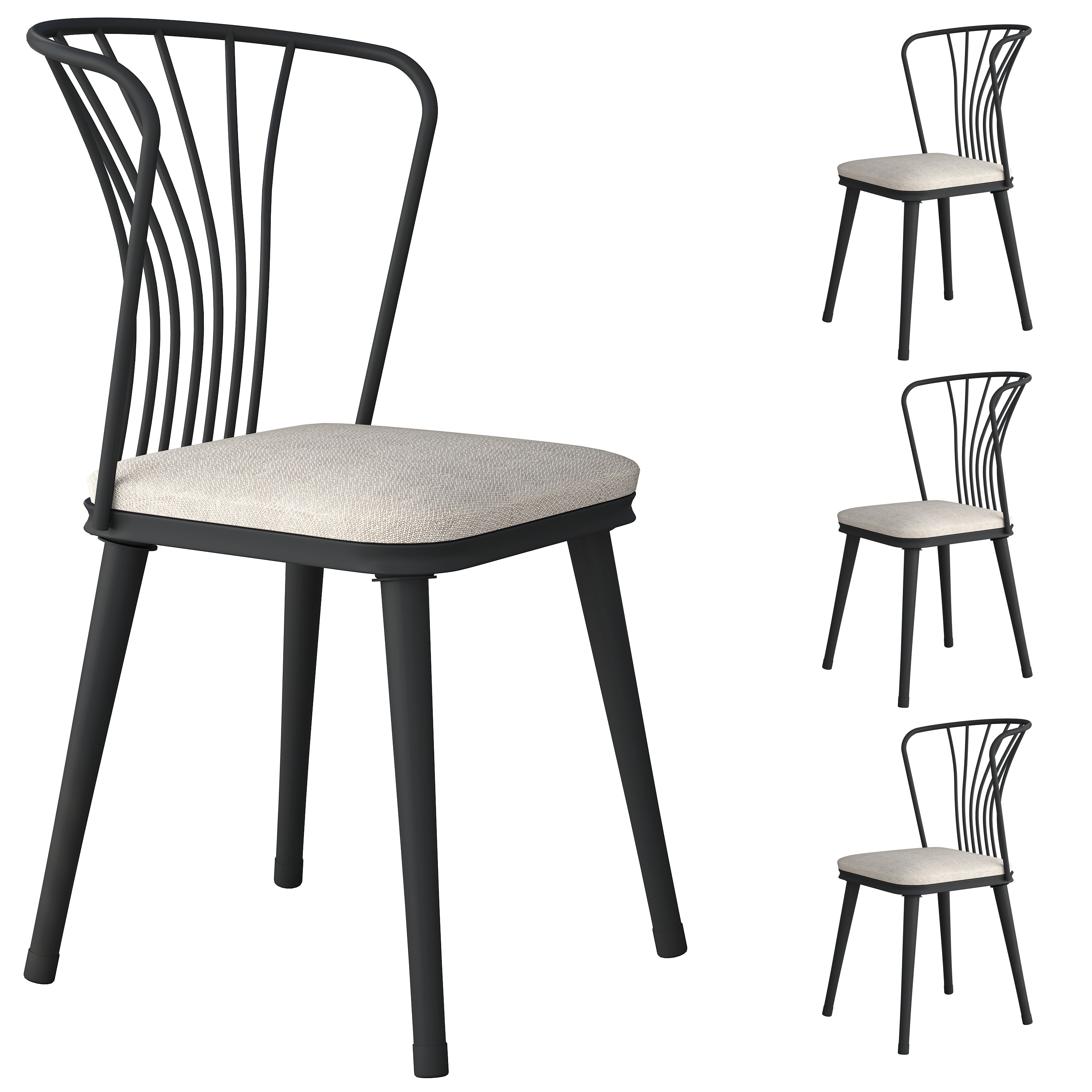 Rani JB104 Metal Sandalye 4'lü Mutfak Yemek Masası Sandalyesi Krem