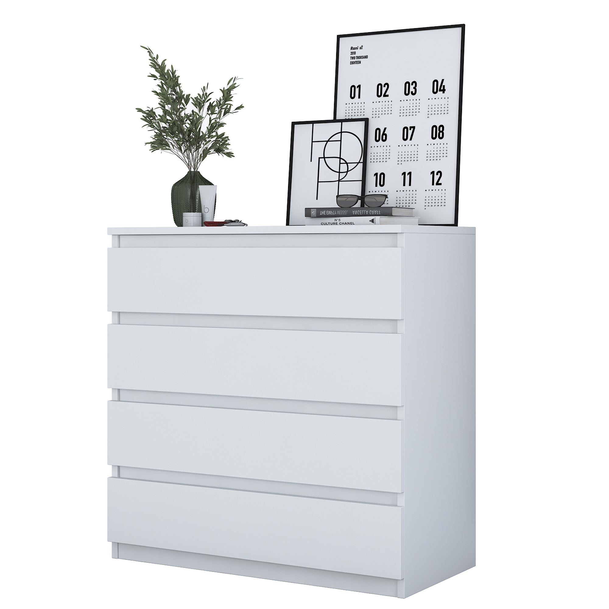 Rani BE102 Dresser 4 Drawers Bedroom Baby Room White 91 x 80 Cm